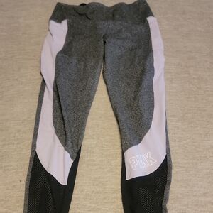 PINK Victoria's Secret Gray, Light Pink & Black Colorblock Womens' Leggings